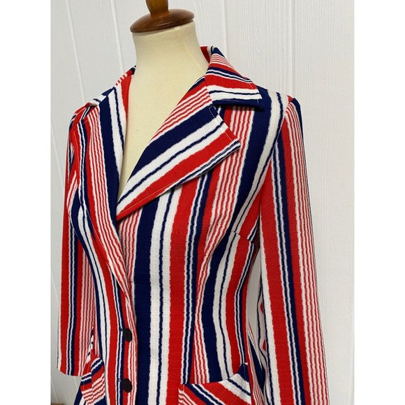 Vintage 60s  Union Made Jon Peters women's blazer striped button front size 9/10 - Picture 8 of 16
